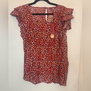 NWT Rose & Thyme flutter sleeve Blouse size L